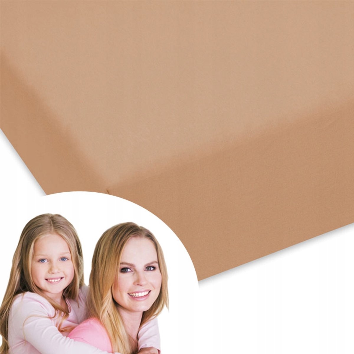 Jersey hoeslaken met elastiek, 80x180 cm, Beige