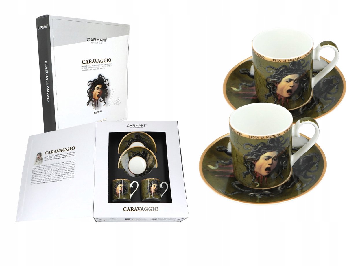 2 Espresso Kopjes - Caravaggio Medusa Hoofd (Carmani)