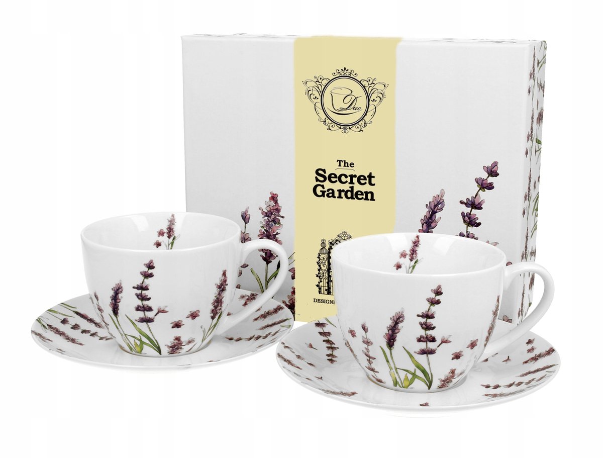Koffieset 2x 280ml Porselein met Lavendelmotief