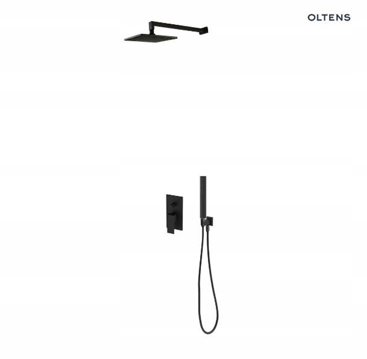 Oltens Gota Doucheset Inbouw Zwart Mat met Regen Douche 22cm