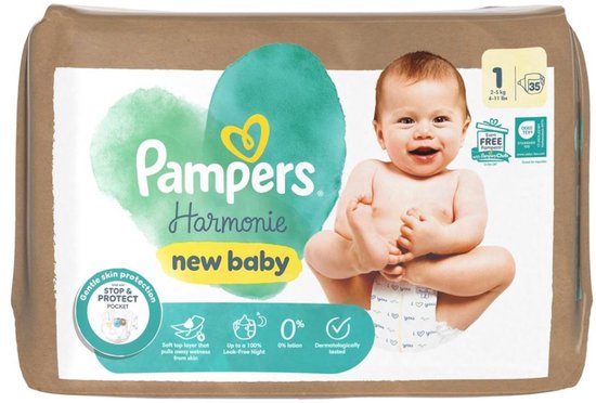 Pampers Harmonie - couches - 35 unités - Taille 1 (2-5 kg) nouveau-né