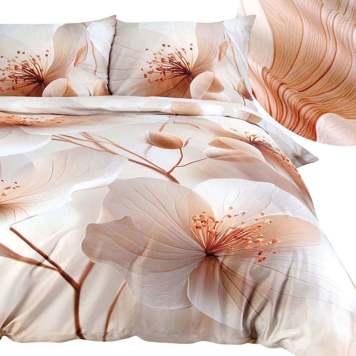 SATYNLOVE PREMIUM Katoen Satijnen Dekbedovertrekset 160x200cm Bloemen