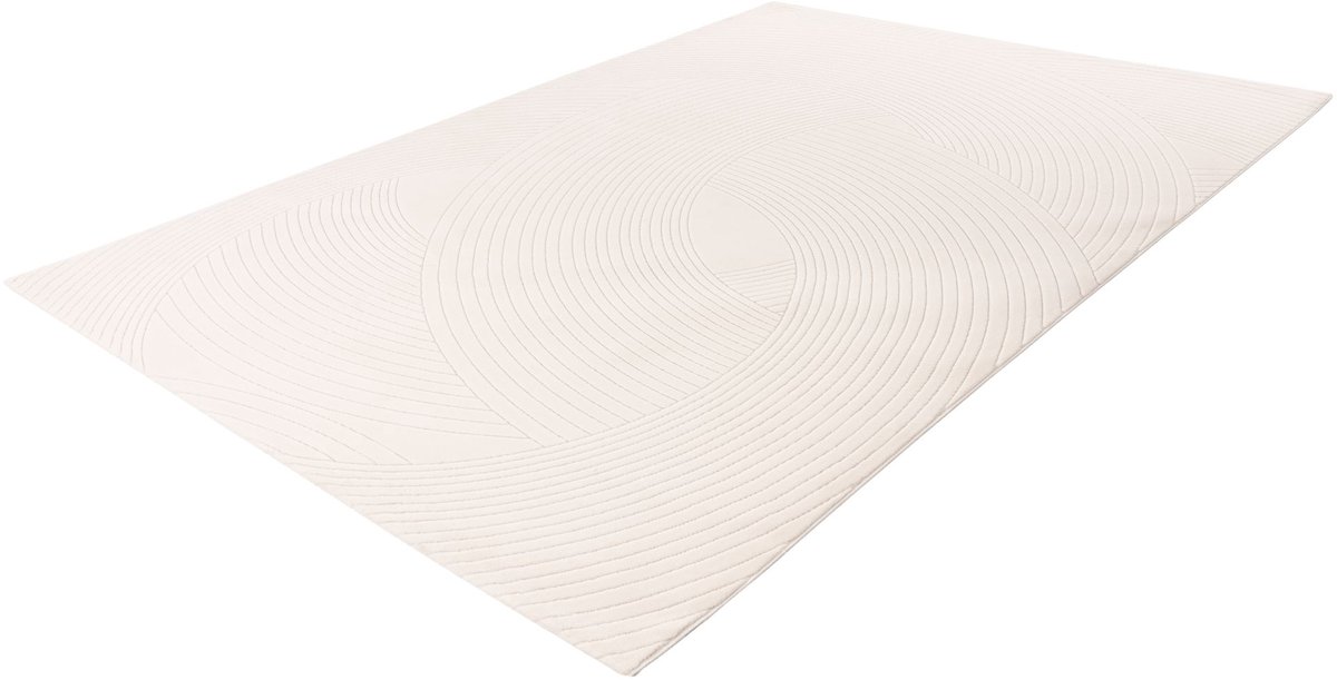 Batucci Napoli Vloerkleed - Japandi Stijl - Laagpolig Tapijt - Zand Wit - Modern Design met 3D Effect - Onderhoudsvriendelijk