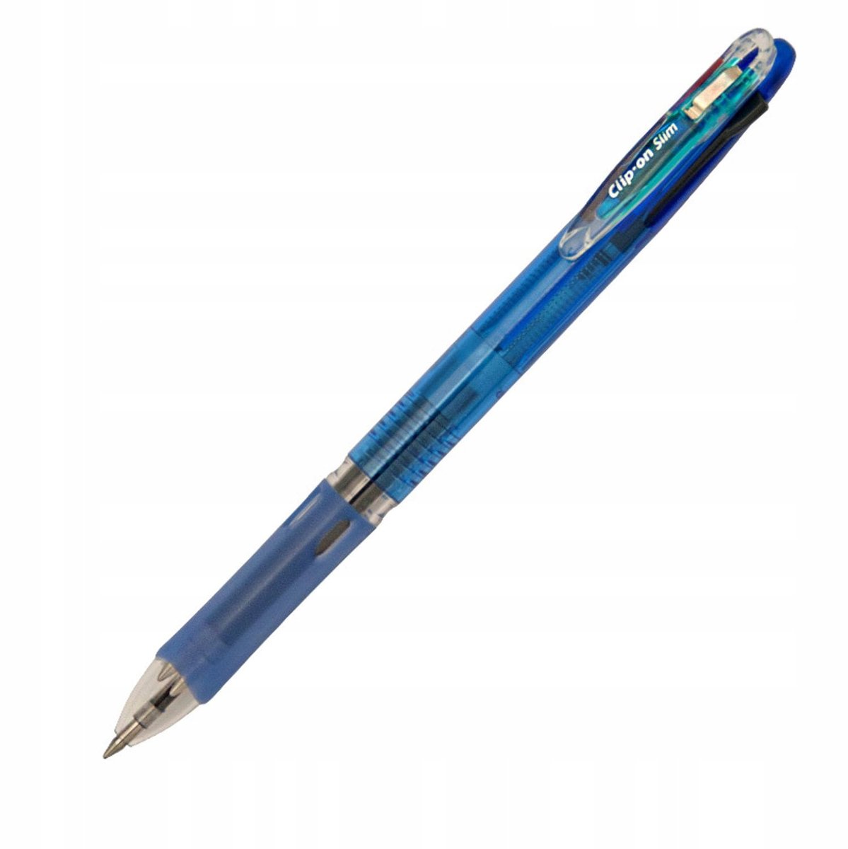 Zebra Clip On Slim 3-kleuren pen met gummen grip