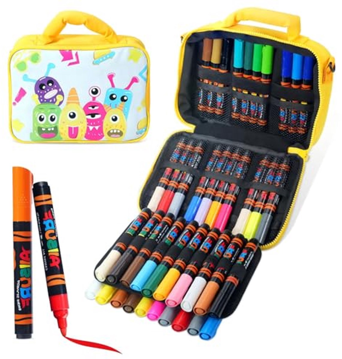 Acrylverf pennen voor kinderen - Waterdichte Stoffen Markers in 40 Kleuren met Tas