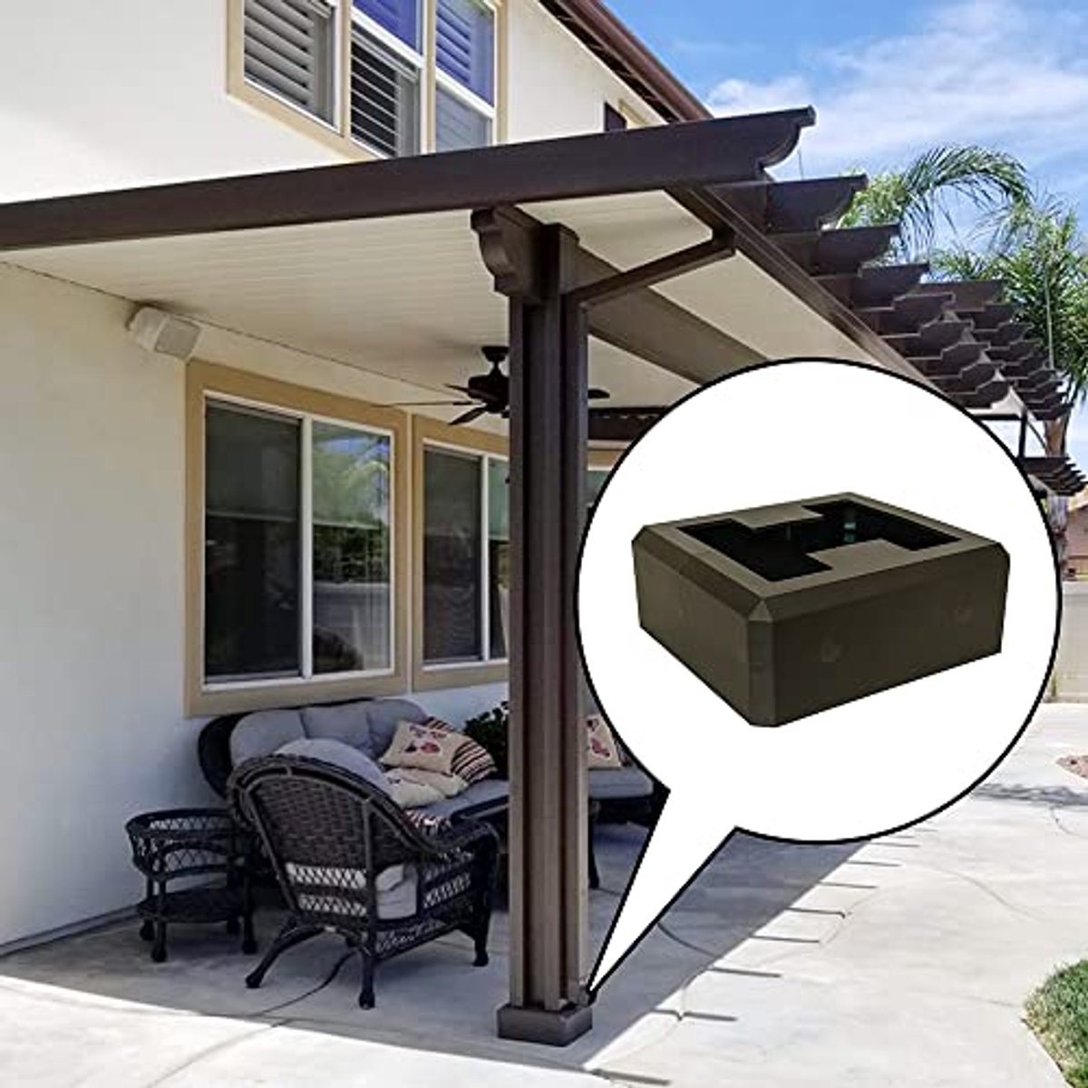 Aluminium Terrasoverkapping Paalbasis in Spaans Bruin – Perfecte Afwerking voor uw Patio