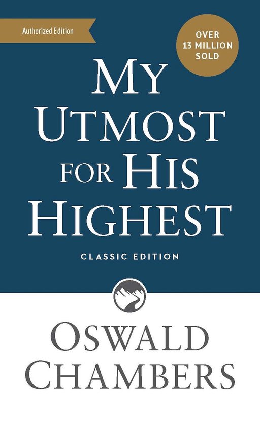 Boek kaft van "My Utmost for His Highest", klassieke editie, door Oswald Chambers. Over 13 miljoen verkocht.
