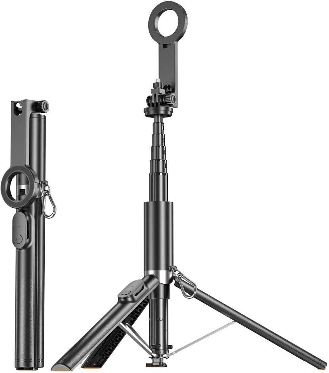 Selfie Stick Universeel - 3In1 Selfiestick - Magnetische Houding & Uitschuifbaar Statief Tot 190 Cm - 1 Stuk - Reizen+Zwart