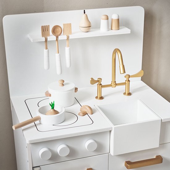 Petite Amélie Speelkeuken Wit - Kinderkeuken incl. 7 Keukenaccessoires - H 83,5 cm