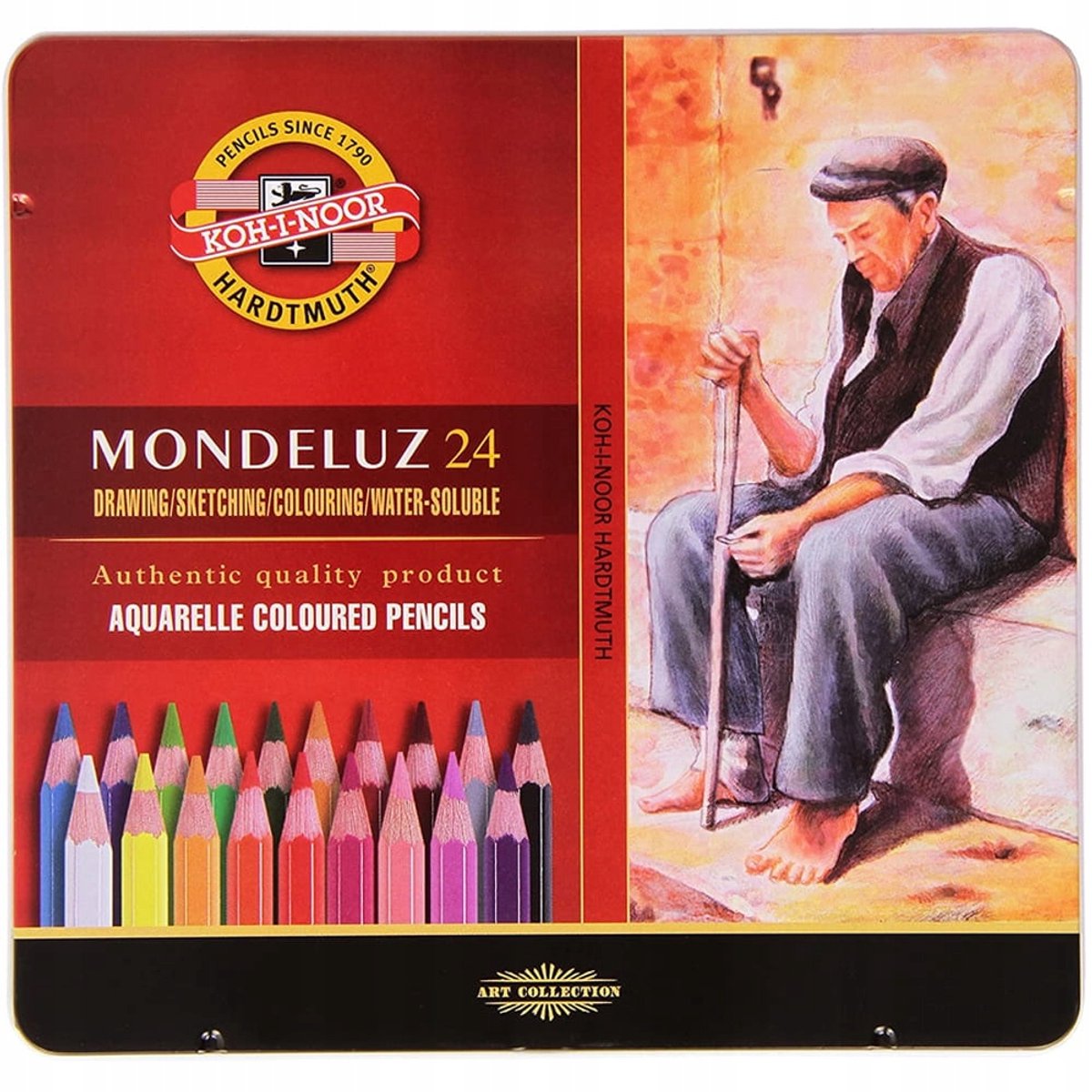 Koh-I-Noor Mondeluz Aquarel Potloden Set - 24 Kleuren in Metalen Doos