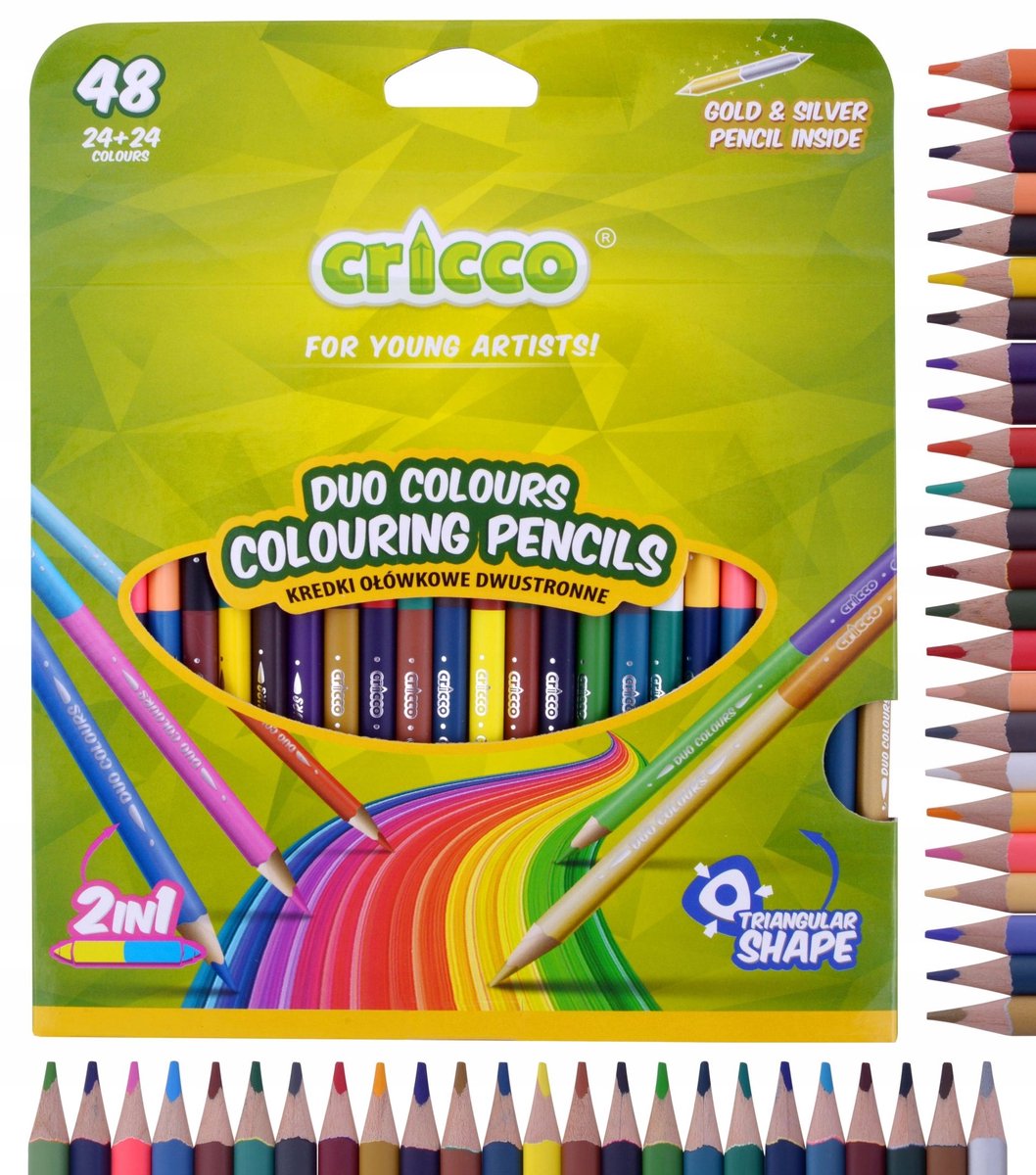 Cricco driehoekige kleurpotloden - 24 stuks (48 kleuren)