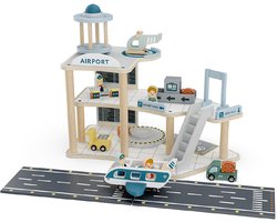 howa Speelgoed Luchthaven met Vliegtuig en Helikopter - Houten Airport Speelgoedset incl 18-delige Accessoires 7018