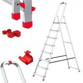 Baulich Opvouwbare aluminium huishoudladder met haak - 8 treden met antislip - werkhoogte 362 cm, max. belasting 125 kg