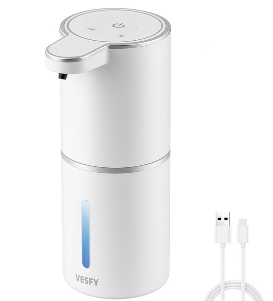 Distributeur de savon automatique Vesfy - Pompe à savon - Rechargeable - Technologie mousse - Capteur infrarouge - 380 ml