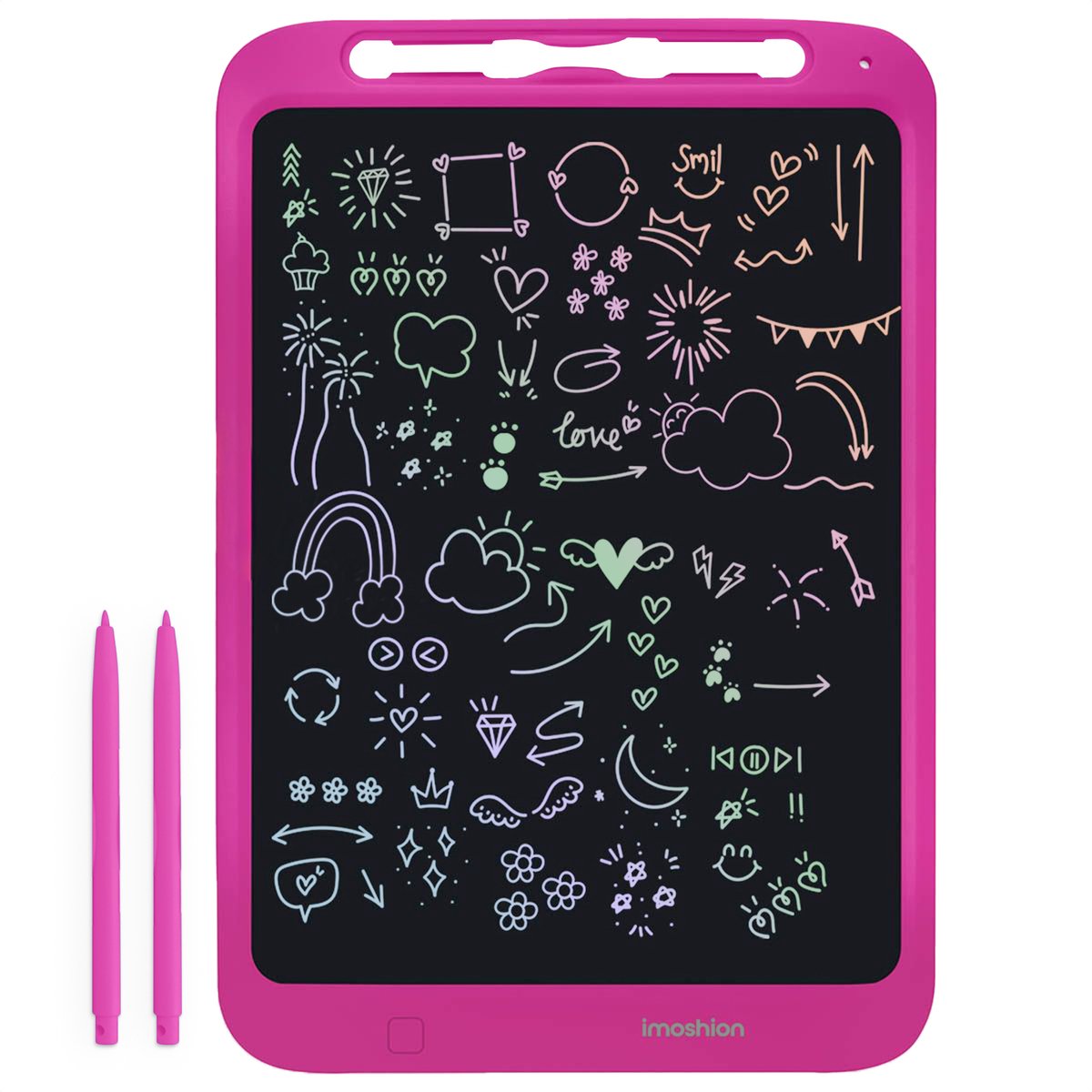 iMoshion LCD Tekentablet voor Kinderen - 11.8 inch - Tekenbord met Kleurenscherm en 2 pennen - Grafische Teken Tablet met Opberghoes - Hot Pink