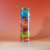 Set de Boules de Noël Tulipes Couleur Holland: Blauw, Rose et Vert (3 pièces) - Champ de Tulipes Hollandais avec Moulin à Vent - Plastique