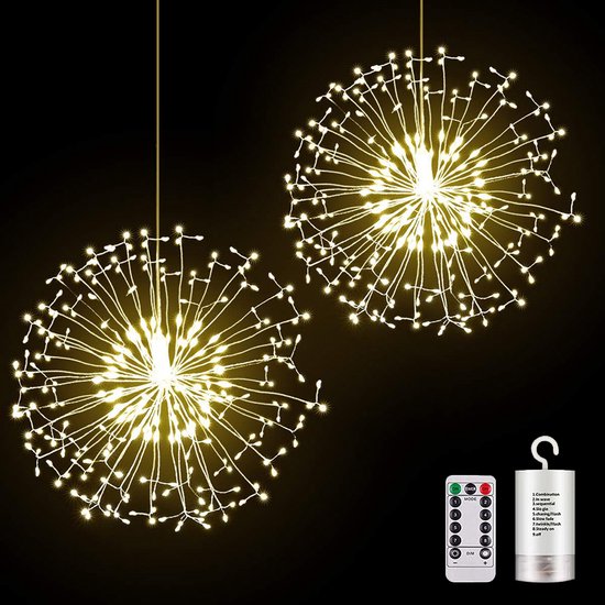 Foto: Mupoo kerstverlichting met 198 led lampjes warm wit licht met afstandsbediening 8 modi timerfunctie kerstdecoratie binnen buiten lichtslinger kerst op batterij set van 2 stuks