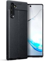 Samsung Galaxy Note 10 hoesje - gel case lederlook - zwart - GSM Hoesje - Telefoonhoesje Geschikt Voor: Samsung Galaxy Note 10