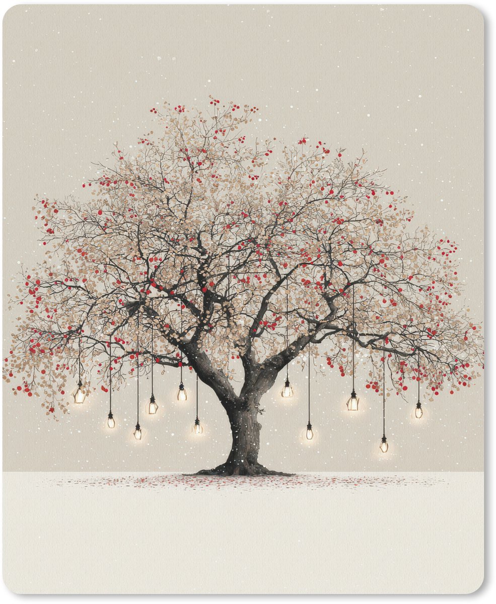 Muismat 19x23 cm - Mousepad Lichtboom - Winter - Kerst - Meerkleurig - Muismatten
