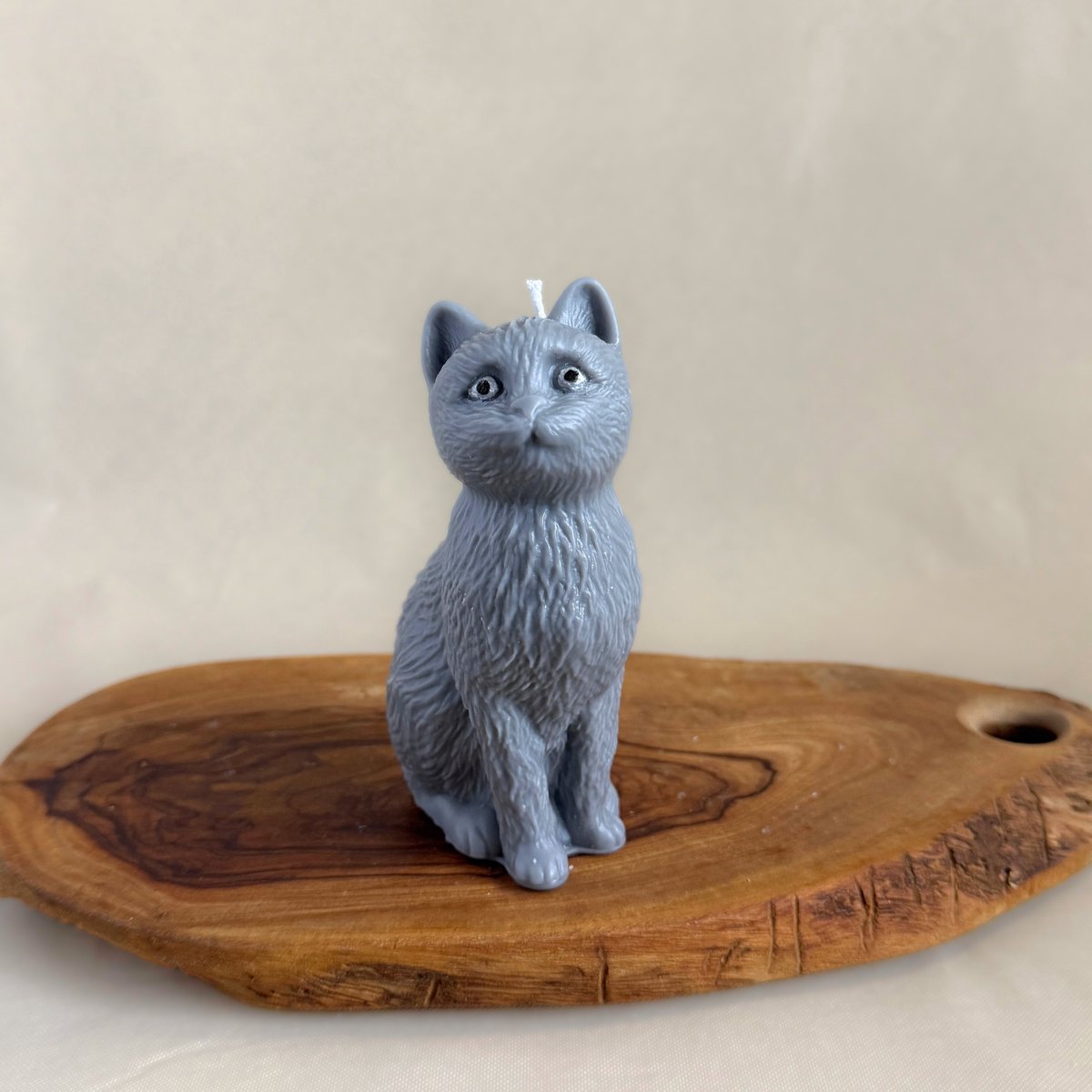 Figuurkaars grijze kat – Decoratieve dierkaars – Katkaars - Decoratief dierenbeeldje - Duurzaam & minimalistisch –Sinterklaas cadeau idee
