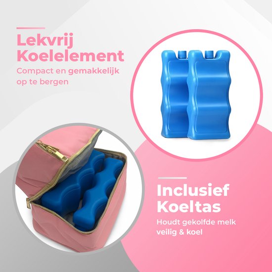Joyful Parenting Kolftas met koelelementen - Roze - 2 Compartimenten - Moedermelk Koeltas - Kolf Tas - Kraamcadeau van Joyful Parenting — afbeelding 2