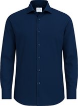 Vercate - Chemise sans repassage - Marine - Blauw Marine - Coupe Regular - Katoen Bamboe - Manches Longues - Homme - Taille 44/XL