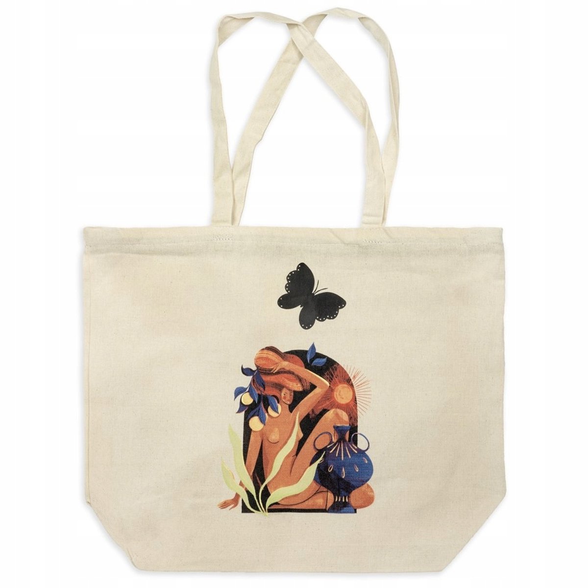 Grote Katoenen Tas met Rits - 48x15x40 cm - Shopper & Laptop Bag