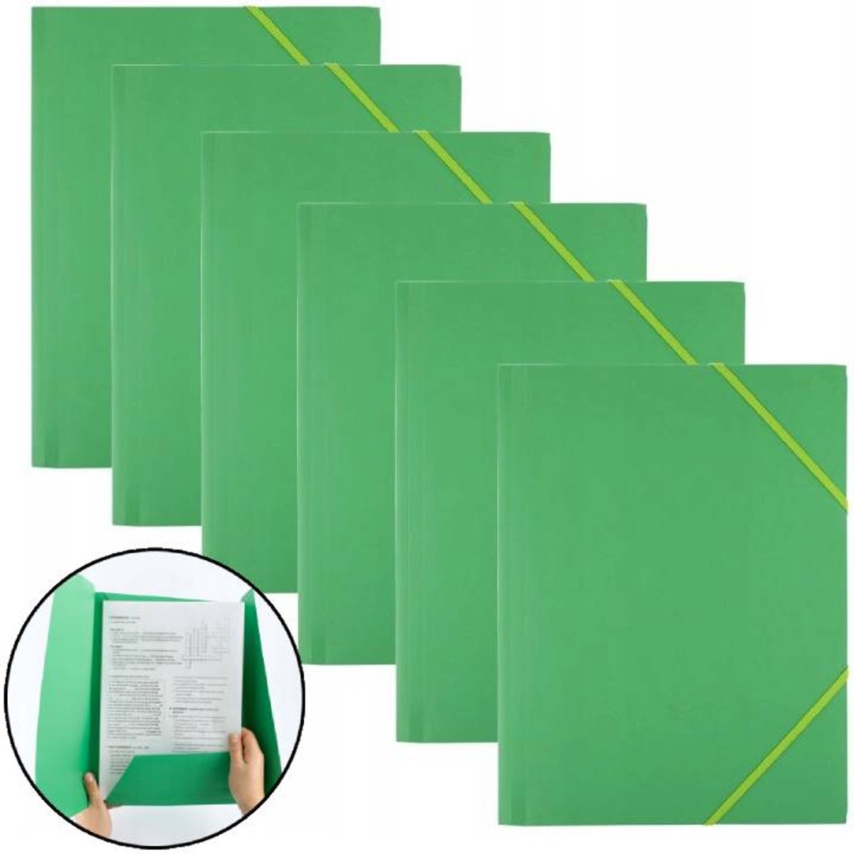 D.Rect Plastic Map met Elastiek A4 Groen 9085