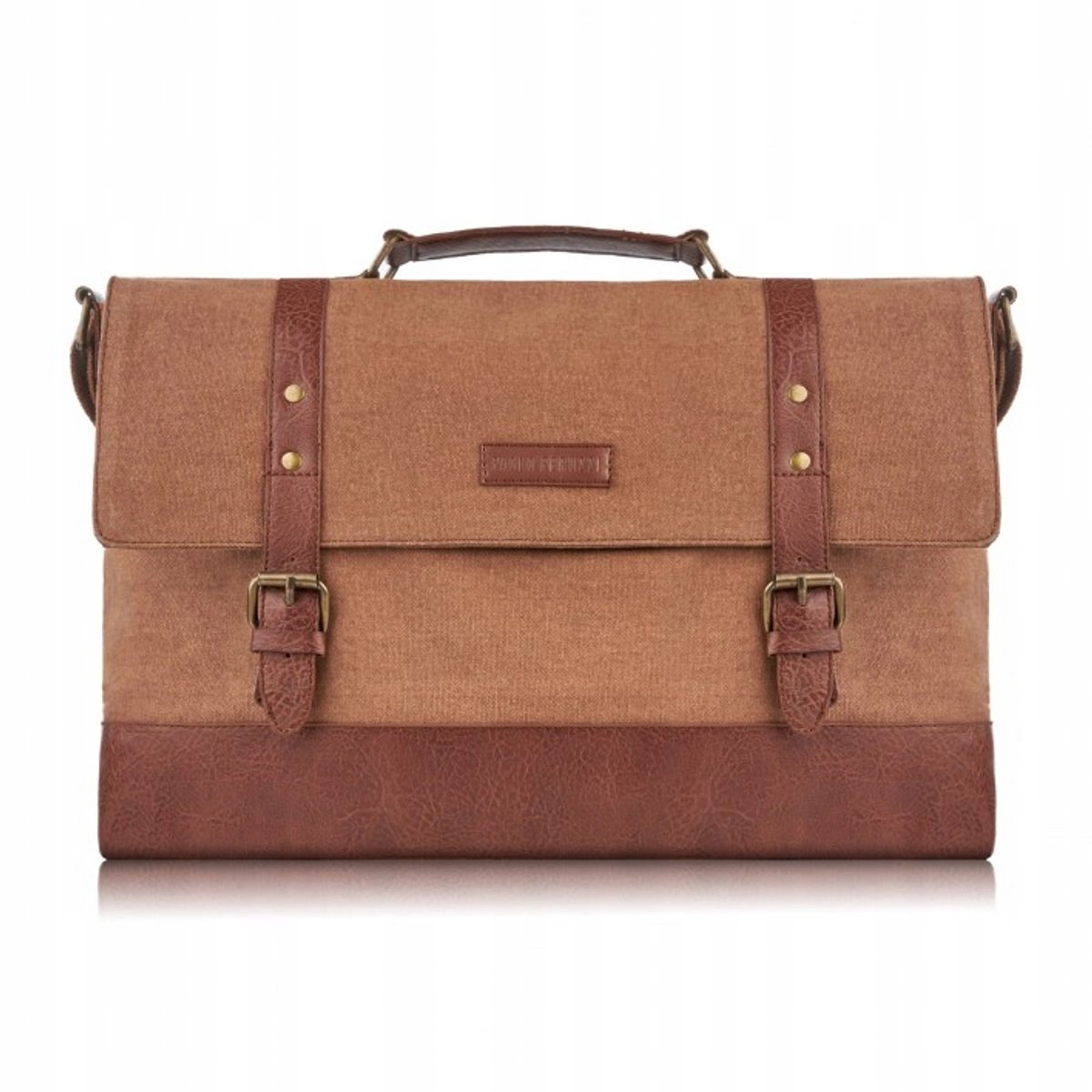 Herentas Bruin Laptop Tas Vegan Blank Canvas Werkschool