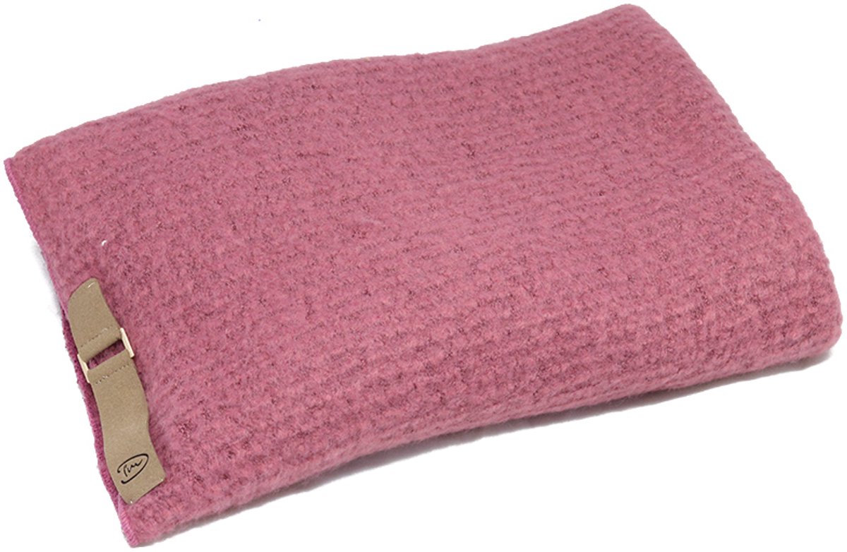 Vintage roze sjaal met lus - omslagdoek oudroze met lus - acryl grote sjaal - 250 x 65 cm