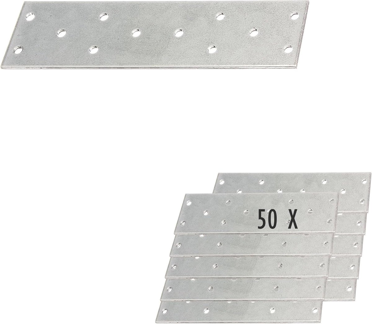 siwitec geperforeerde platen van sendzimir verzinkt staal | 155 x 40 mm | 50 stuks | weerbestendige houtverbinders | verbindingsplaten