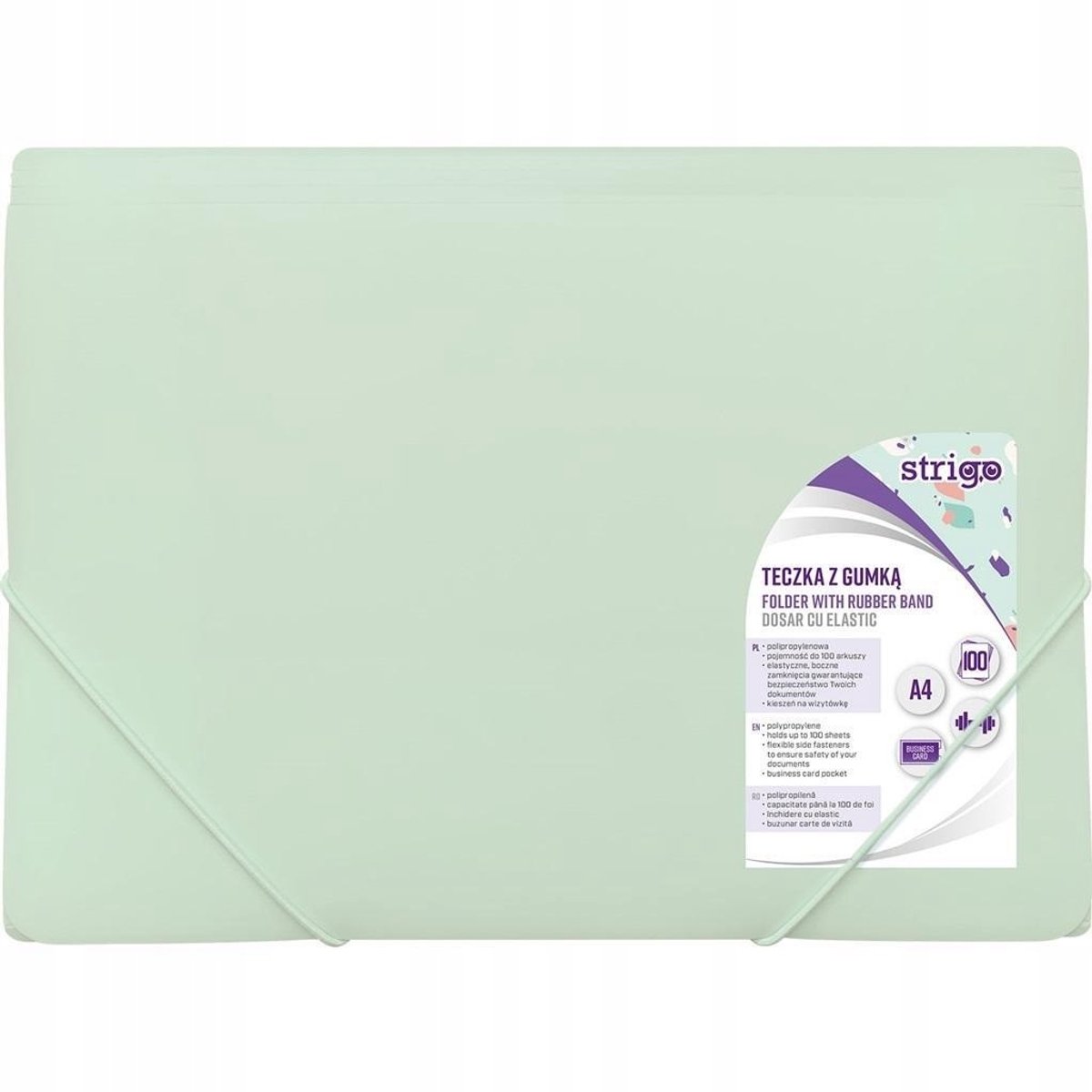 STRIGO PP A4 map met elastiek - Mintgroen