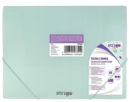 Strigo Map A4 PP Mintgroen Met Elastiek Duurzaam Documenten Opbergen strigo-map-a4-pp-mintgroen-met-elastiek-duurzaam-documenten-opbergen