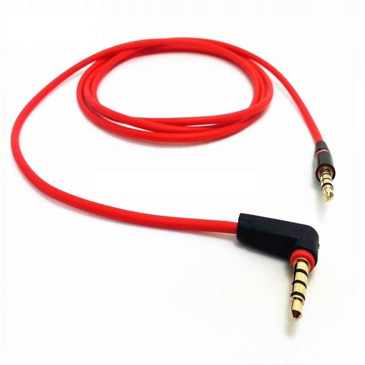 Hoekige Mini Jack 3,5mm AUX Kabel 1M - Rood