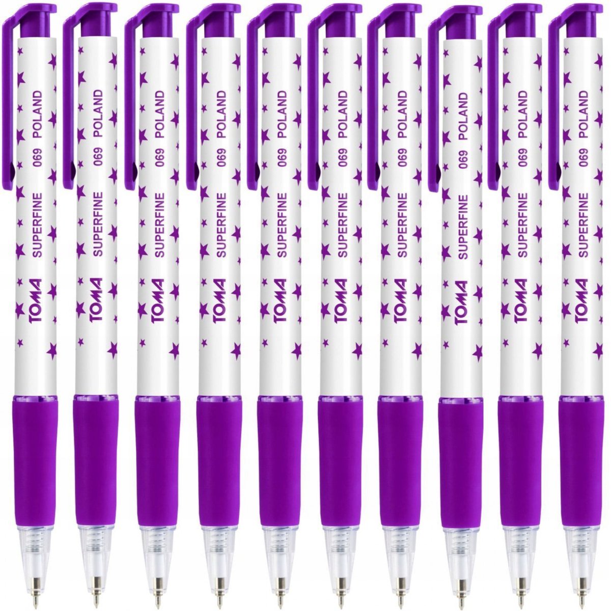 Toma Superfine 069 Automatische Pennenset - 10 Stuks, Paars, 0,5 mm