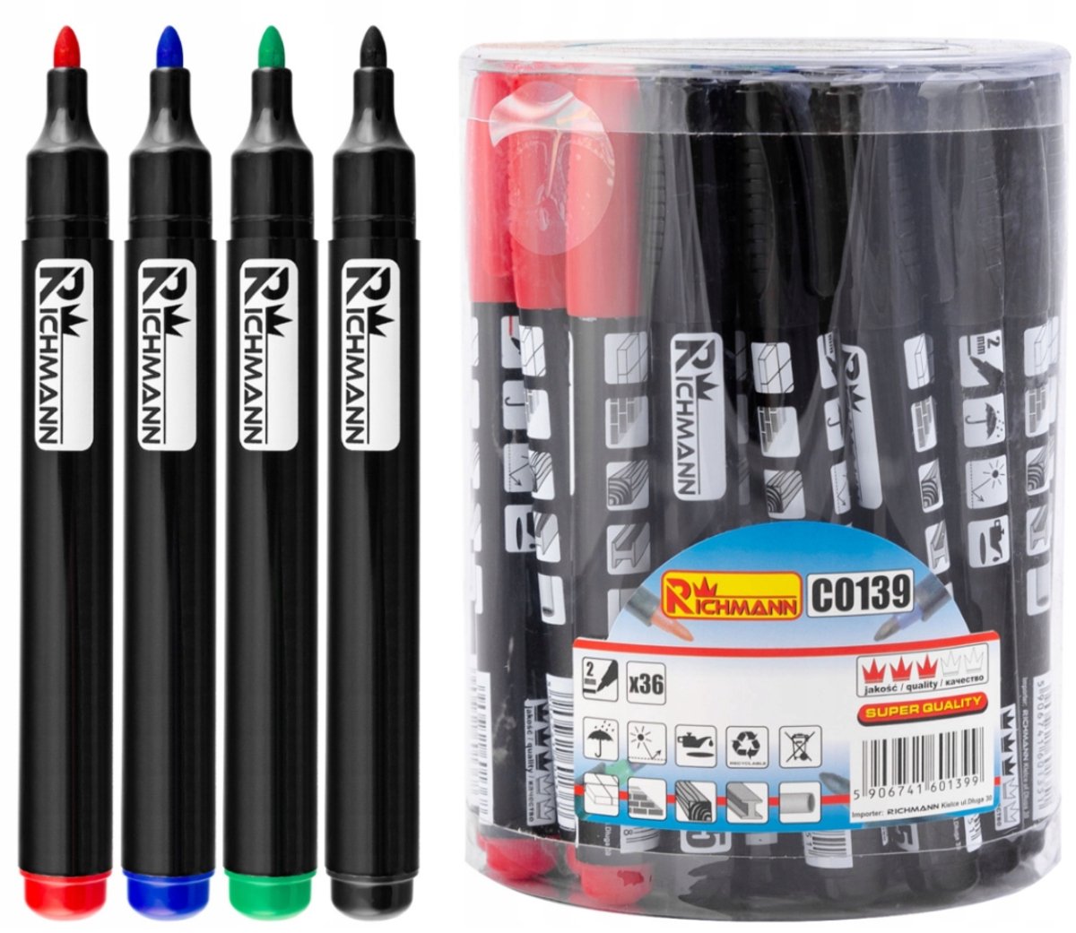 Bouwmarkers Richmann 36 Stuks 4 Kleuren 2mm Punt