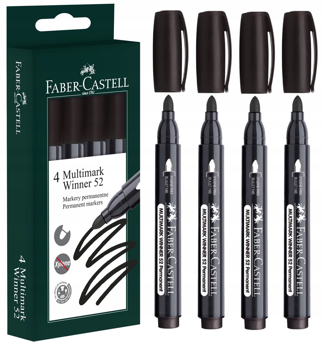 Faber-Castell Permanente Markers Zwart - 4 Stuks