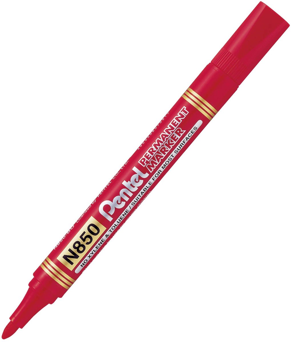 Pentel N850 Permanente Marker Rood - 2 Stuks