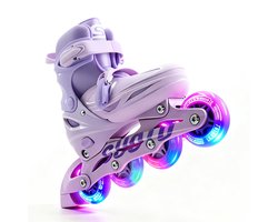 foto van Suotu Skeelers - Inlineskates Verstelbaar - Skeelers meisjes en jongens - Maat: EUR 32-36 - lichtgevende wielen - Paars - M