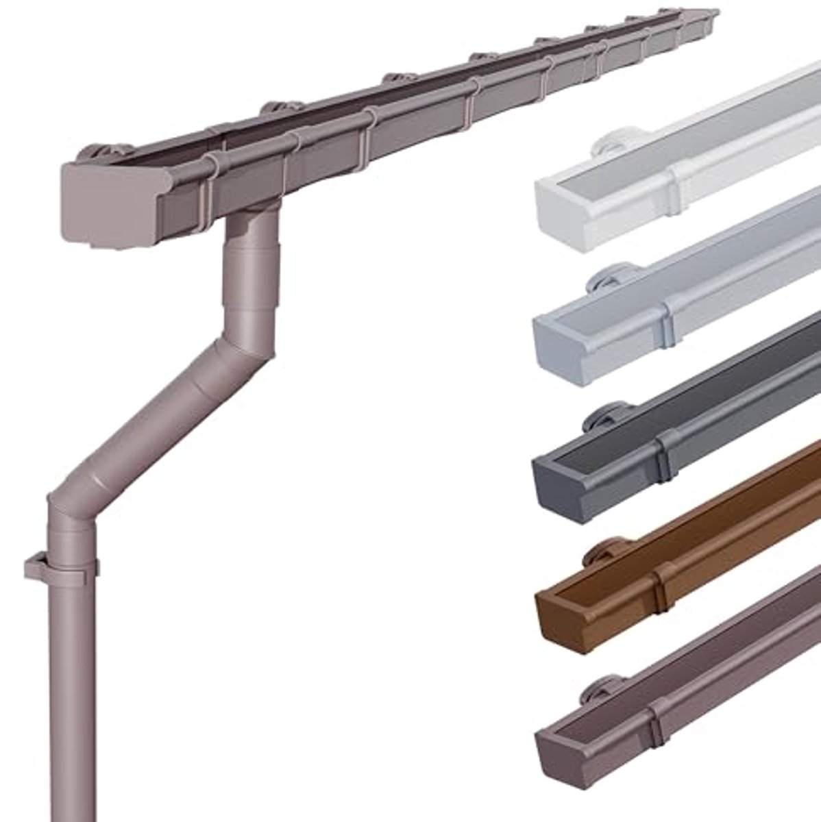 Dakgootset voor tuinhuis 68mm - Doosvormig - Donkerbruin - Tot 2 x 2m