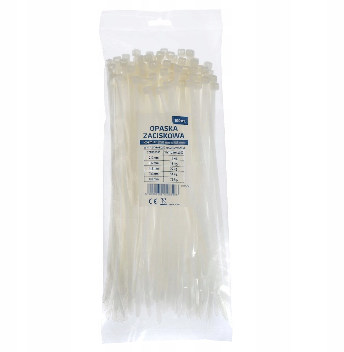 Angren Kabelbinders 4,8x610mm - 100 stuks, Natuurlijk Polyamide