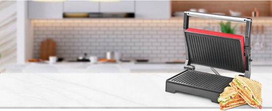 DailySupplies® Contactgrill - Tosti Apparaat - Tosti-ijzers - Panini Grill - Rood met zwart van DailySupplies® — afbeelding 3