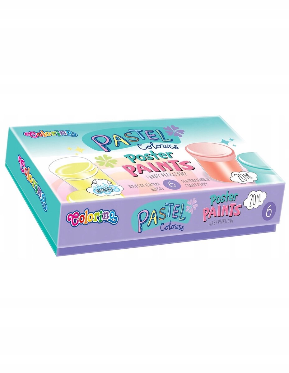 Colorino Plakkaatverf Pastel 6x20ml - Levendige Kleuren voor Kinderen