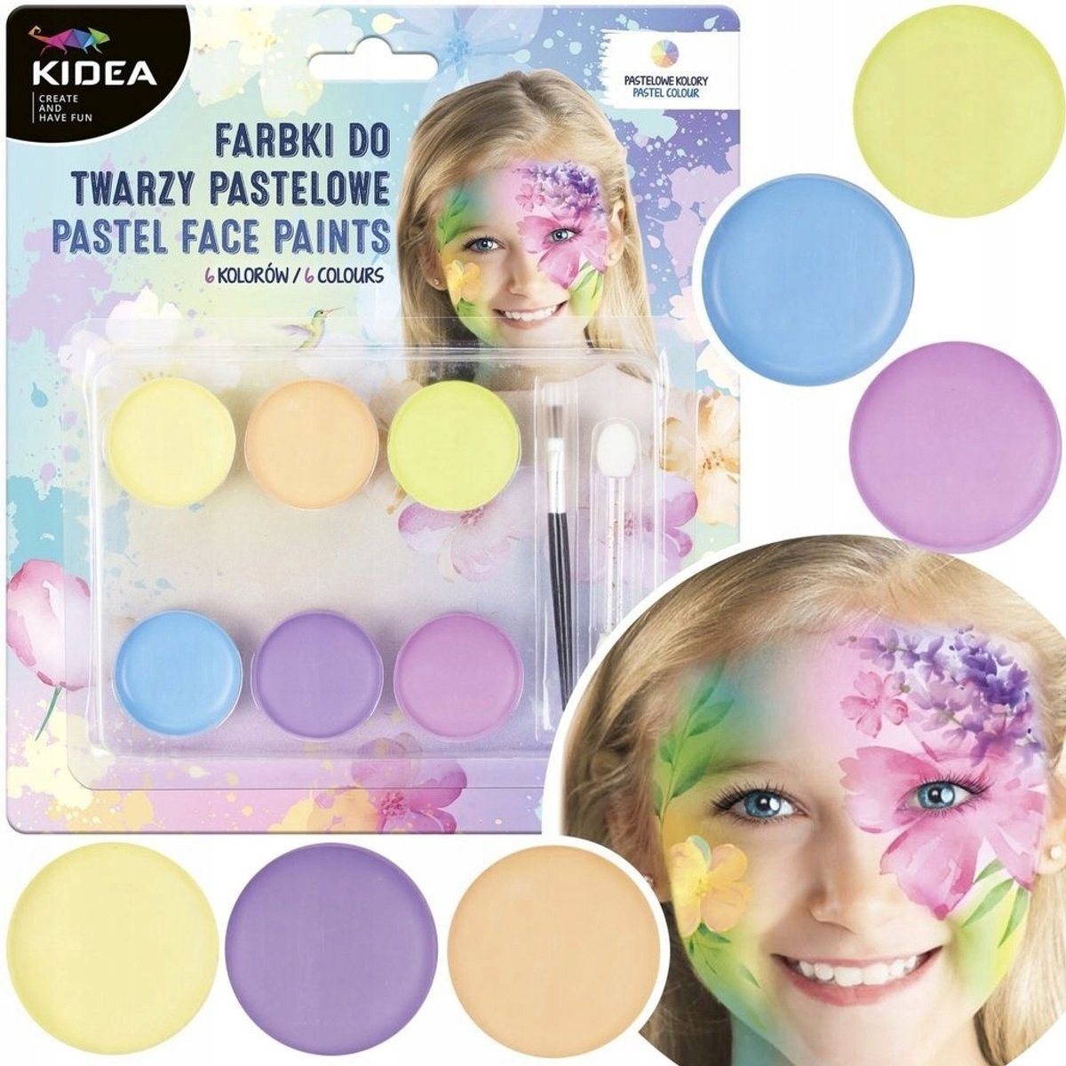 Kidea Pastel Schminkset - 6 kleuren