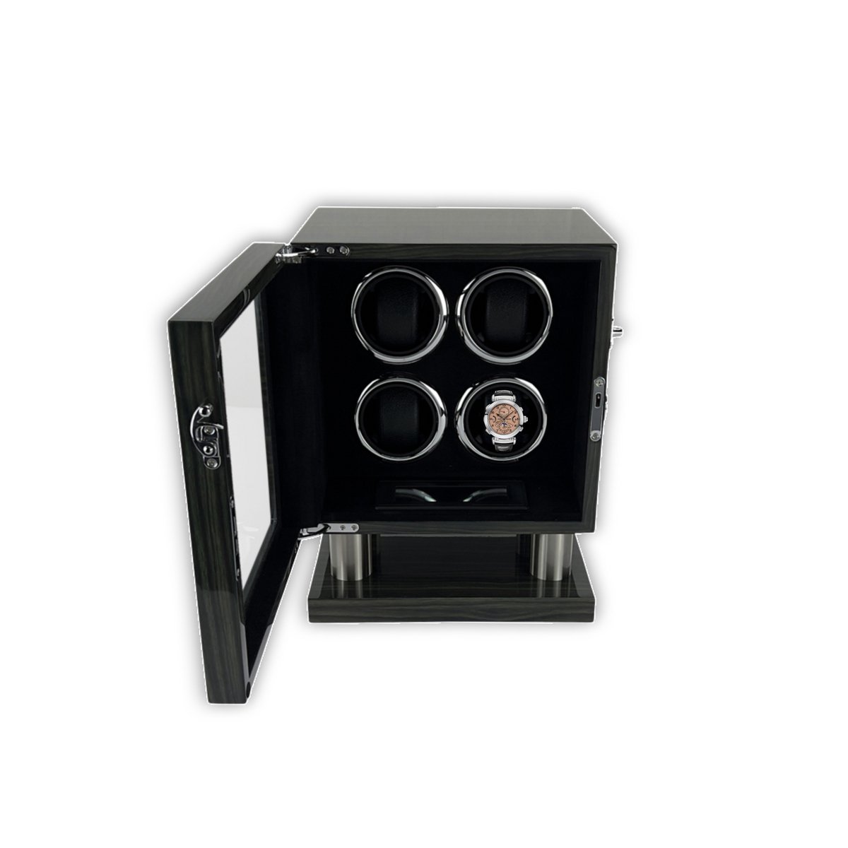Leader Luxe Watchwinder voor 4 horloges - Met interieurverlichting - LCD Touch screen - Horloge opwinder - horloge box - groen zwart