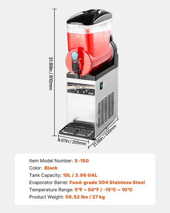 VEVOR Commerciële Slushy Machine 15L Margarita Smoothie Bevroren Drankmaker van Merkloos — afbeelding 5