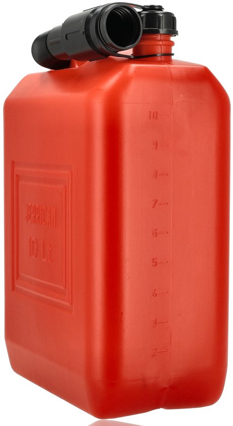 Jerrycan 10 Liter Rood – Set van 2 – UN-Gekeurde Brandstof Jerrycans voor Benzine en Diesel – Kunststof Benzinetank met Lange Schenktuit en Vulslang – Brandstofkan jerrycan Voor Auto, Boot, Camper en Tuinmachines