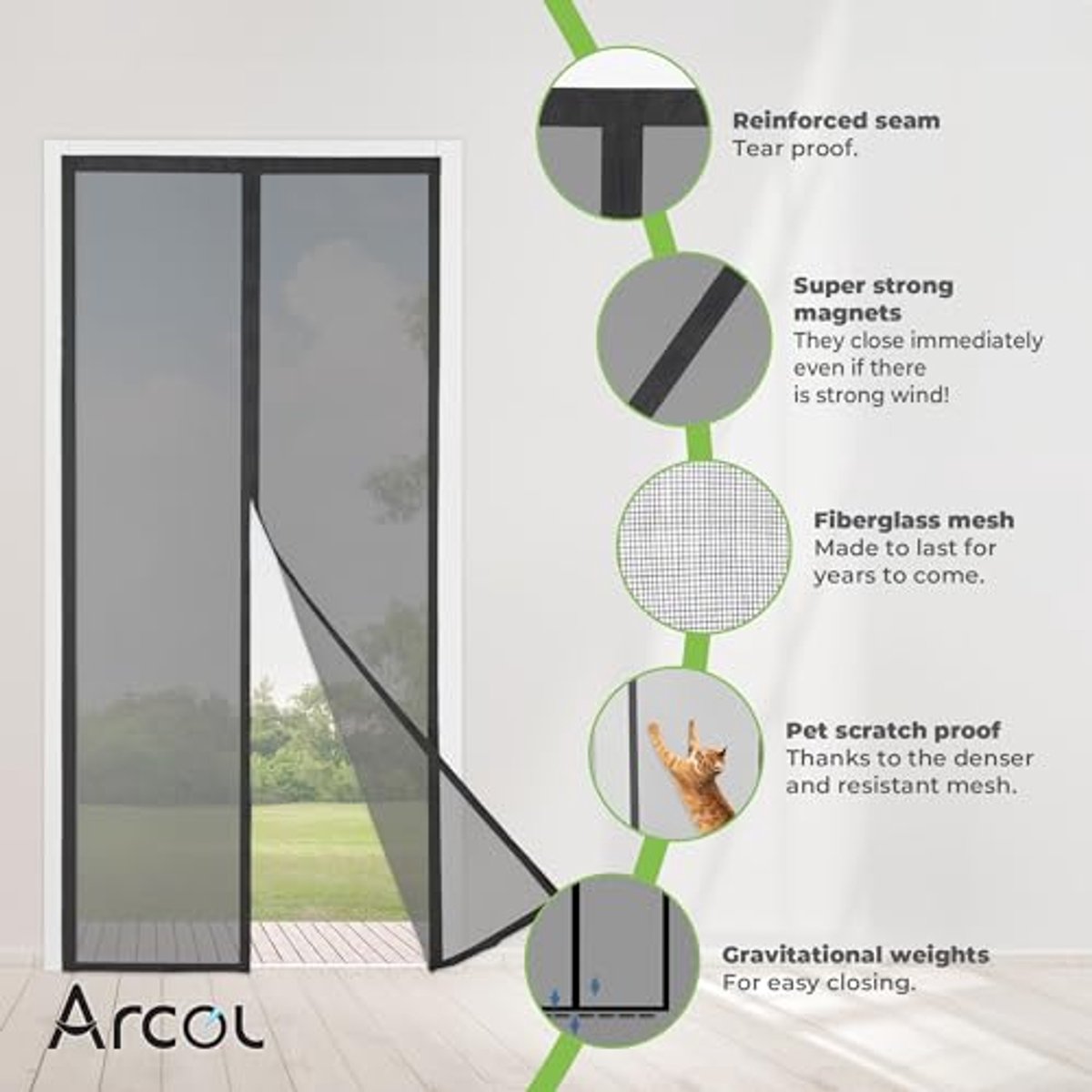 Magnetisch Deurnet Voor Muggen – Design Minimalistisch, Automatische Sluiting (90 x 240 cm, Zwart)