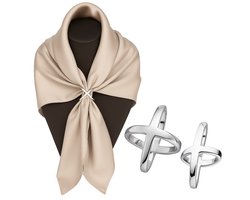 3-delige Elegante X-vormige Sjaalgesp Set – Glanzende Zilveren Afwerking – Modieuze en Multifunctionele Accessoire voor Dames – Luxe Sjaalclip van Zinklegering – Perfect voor Feest, Werk & Dagelijks Gebruik