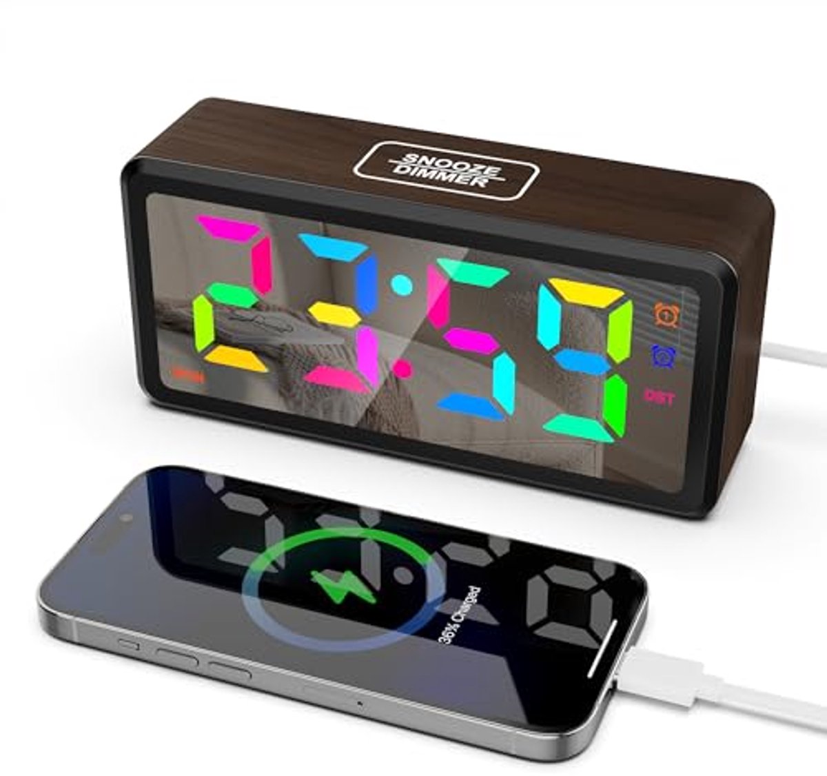 LED Tafelklok met 11 Kleuren Display, Instelbare Helderheid en Volumeregeling